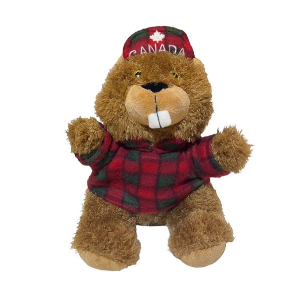 Creature Comforts 9” Beaver‎ Stuffed Animal Lumberjack Canada Maple Hat Souvenir - Picture 1 of 8